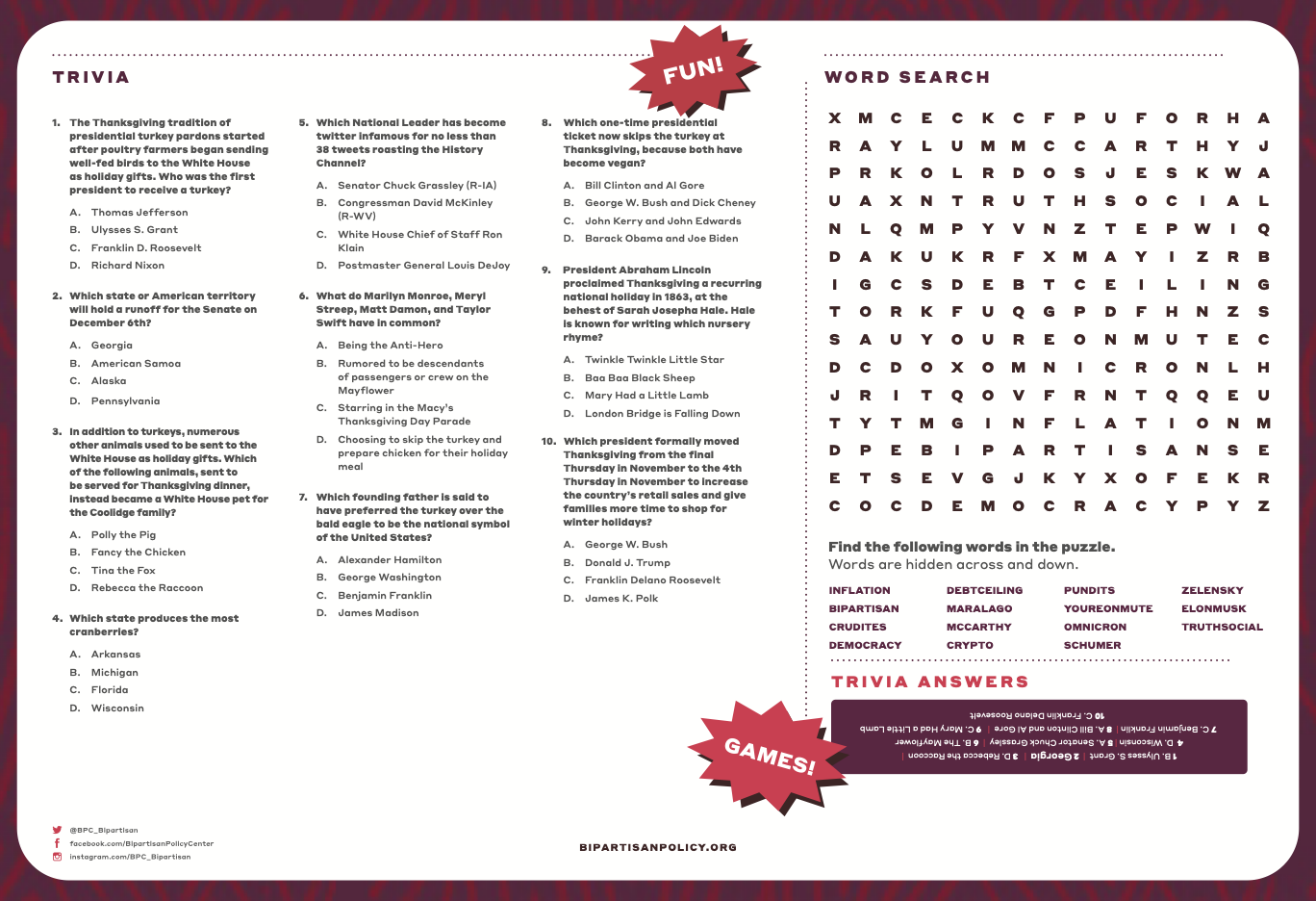 BPC's Thanksgiving Family Survival Guide Bipartisan Policy Center